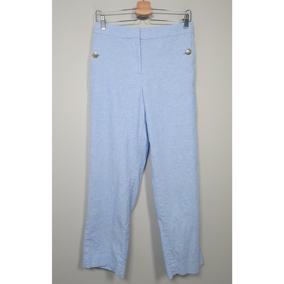 J. Crew Factory Sailor Pants Womens 6 Linen Cotton Blue Nautical - Picture 1 of 13